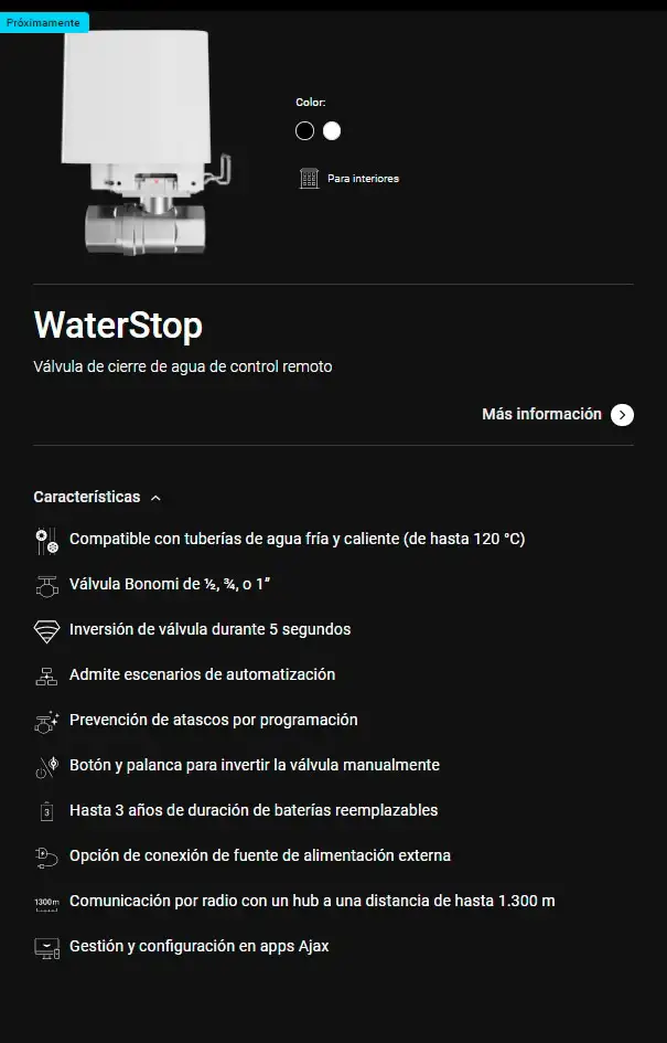 Válvula de cierre de agua control remoto