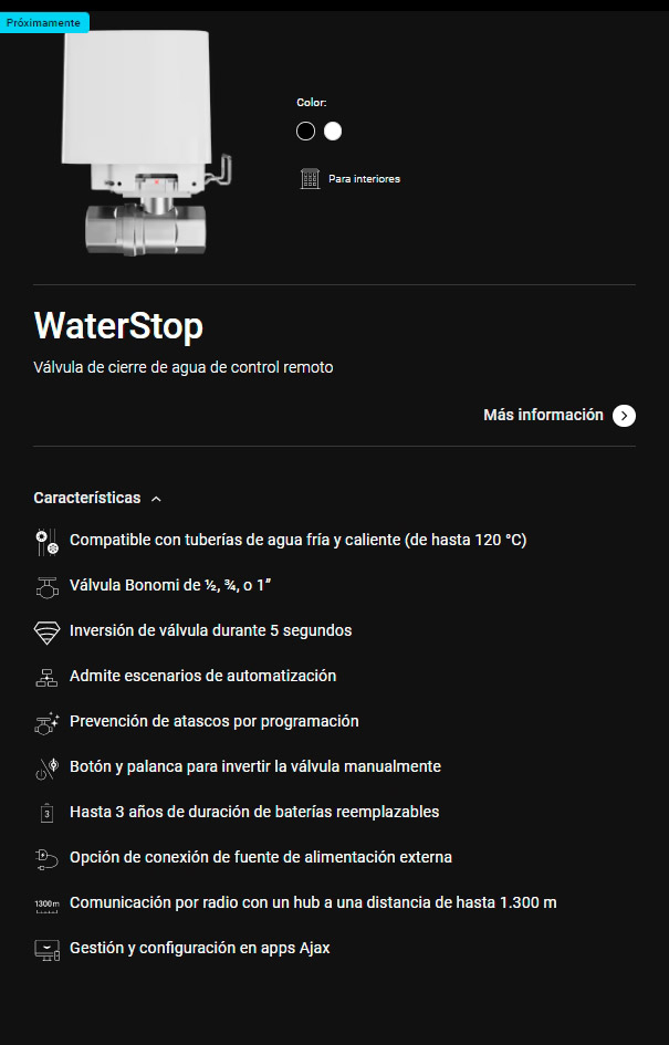 Válvula de cierre de agua control remoto